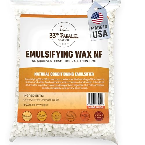 Non-GMO Emulsifying Wax NF Pastilles (8 oz) 100% Natural Plant Derived | For Lotions, Creams, Soap Making, Hair Products | Cosmetic Grade | Product o