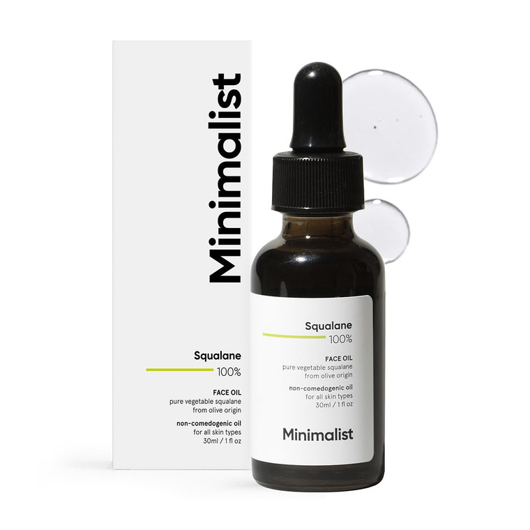 Minimalist Squalane 100% (Plant Derived) Face Oil for Moisturization | Improves Skin Hydration & Reduces Fine Lines | Restores Suppleness, Firmness &