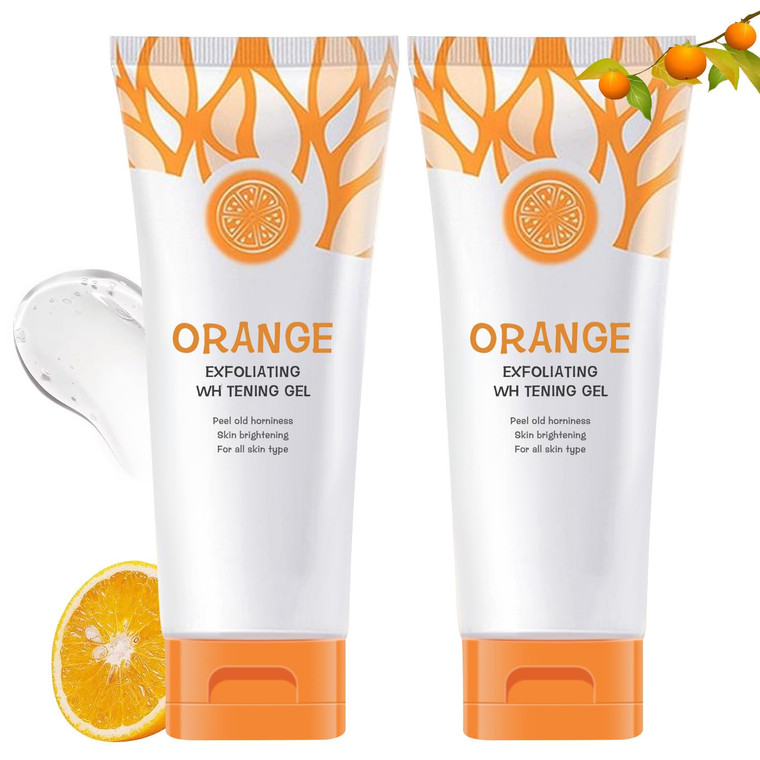 Orange Exfoliating Gel Scrub Face Body Skin,Natural Orange Peeling Gel Face Scrub,Deep Cleansing Moisturizing Facial Exfoliator 50g (2PCS)