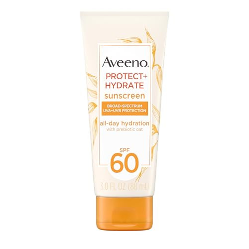 Aveeno Protect + Hydrate Moisturizing Body Sunscreen Lotion with Broad Spectrum SPF 60 & Prebiotic Oat, Weightless & Refreshing Feel, Paraben-Free, O