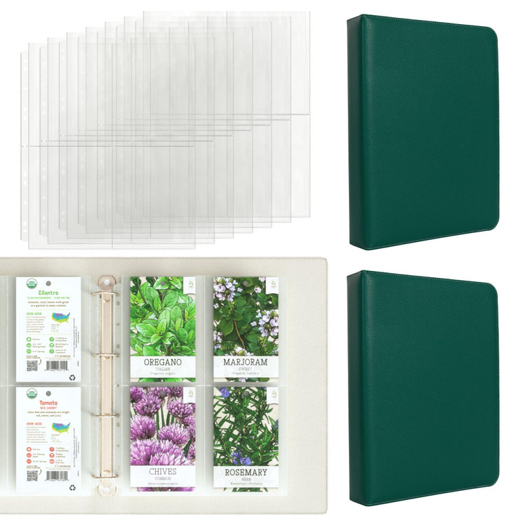 Seed Storage Organizer Binder (2-Pack), 400 Seed Packet Organizer, Clear Binder Sheet Protectors, Heavy-Duty 4-Ring Storage for Garden Cards Coins Co