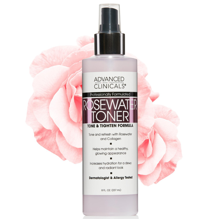 Advanced Clinicals Collagen + Rosewater Facial Mist Toner W/Charcoal & Aloe Vera. Alcohol-Free PH Balancing Formula Detoxifies & Hydrates Skin Improv