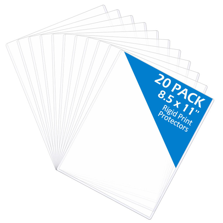 20 Pcs 8.5 x 11'' Rigid Print Protectors Clear Sheet Protectors Hard Plastic Sheet Protector Paper Page Protector Photo Plastic Sleeve Clear Rigid Sl
