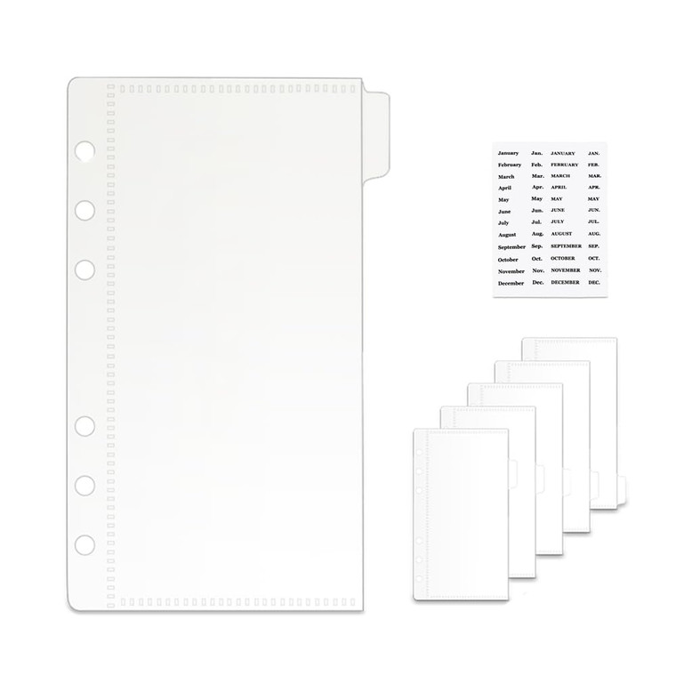 NatSumeBasics 6pcs A6 Binder Pocket Dividers White Budget Cash Envelopes with Label Sticker for 6 Ring Budgeting Binder Inserts Supplies Accessories