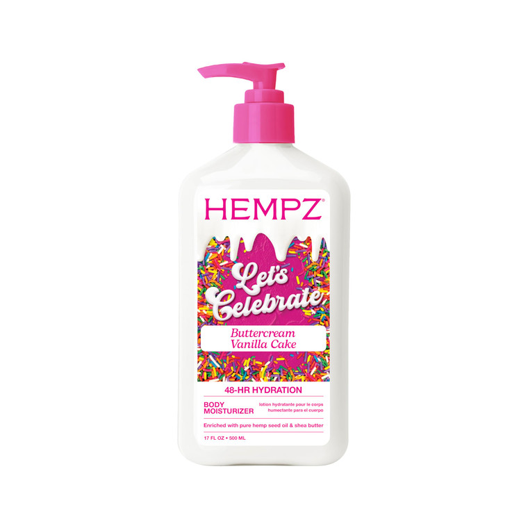 Hempz Body Lotion - Buttercream Vanilla Cake Celebration - Limited Edition Daily Moisturizing Cream, Shea Butter, Aloe - Skin Care Products, Hemp See