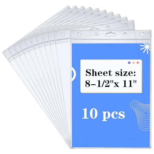 YUXIANLB Clear Sheet Protectors 9x13 Inch 10PCS Top Loading Plastic Sleeves for Documents, Photos, Certificates Artwork Waterproof Rigid Page Protect