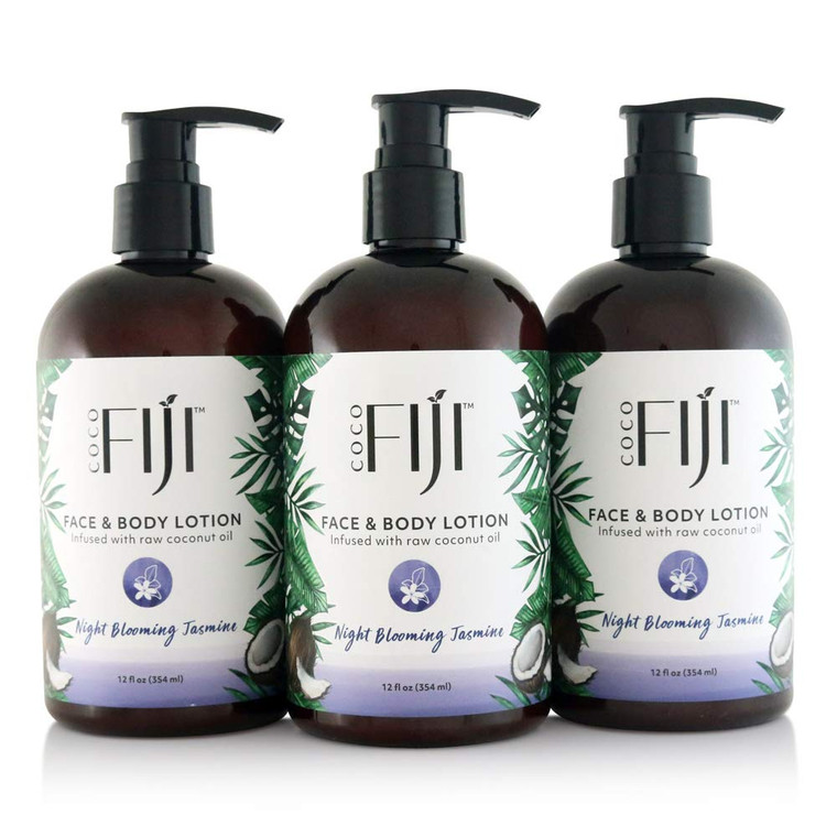 Coco Fiji Face & Body Lotion Infused With Coconut Oil | Lotion for Dry Skin | Moisturizer Face Cream & Massage Lotion for Women & Men | Night Bloomin