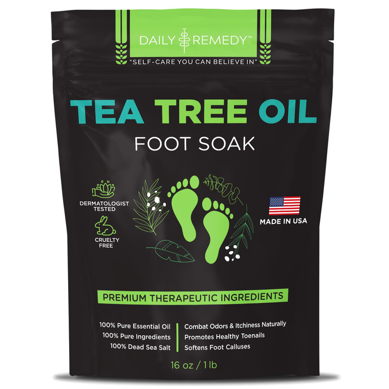 Tea Tree Oil Foot Soak with Epsom Salt - Made in USA - for Toenail irritations, Athletes Foot, Stubborn Foot Odor Scent, Softens Calluses & Soothes S