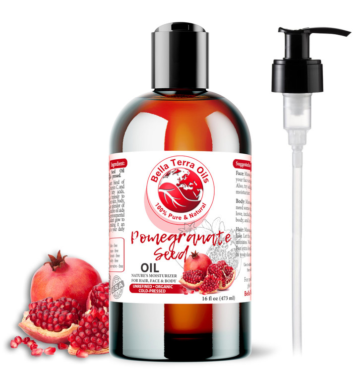Bella Terra Oils - Organic Pomegranate Seed Oil 16oz - Steeped in Essential Minerals & Vitamins, A Symphony for Soft, Smooth, and Lustrous Skin