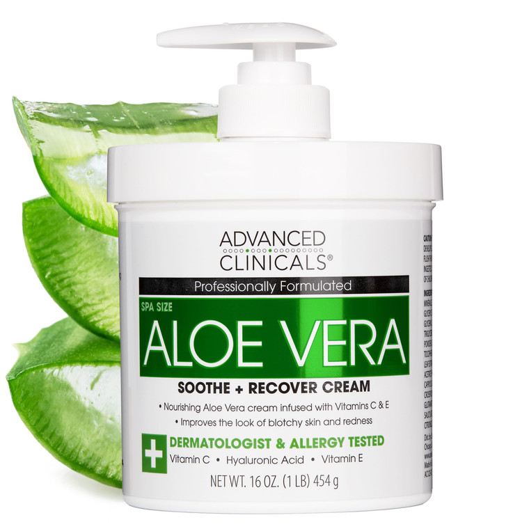 Advanced Clinicals Aloe Vera Lotion Skin Care Relief Cream | Vitamin E Infused Hyaluronic Acid Moisturizer & Vitamin C Body Lotion For Women & Men He