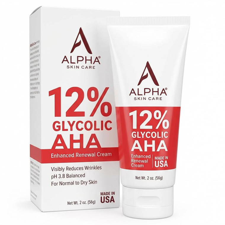 Alpha Skin Care Enhanced Renewal Cream, Anti-Aging Formula, 12% Glycolic AHA, Reduces Lines & Wrinkles, Normal to Dry Skin, 2 Oz, Pack of 1