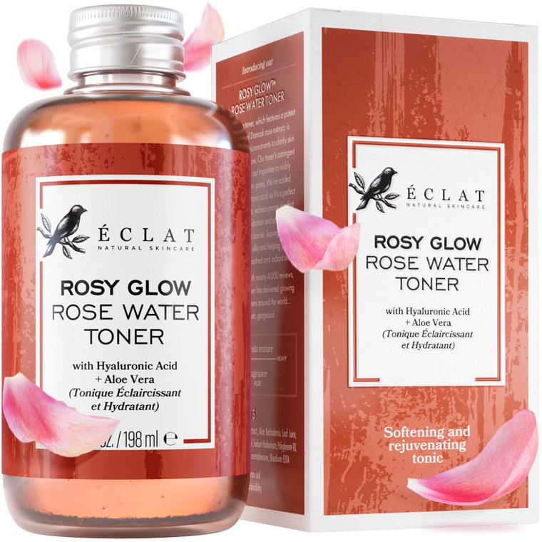 Eclat Skincare Rose Water Toner  Hydrating Toner for Face - Rosewater with Hyaluronic Acid & Aloe Vera - Alcohol Free & Skin Soothing Formula - Reju