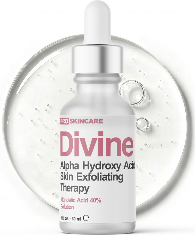 Mandelic Acid Clearing Serum for Acne Scars, Folliculitis, Aging Skin, Dark Spots - 40% Mandelic Acid Peel AHA Liquid Exfoliant, Clinical Grade Facia