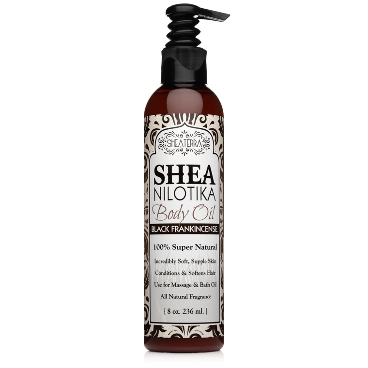 Shea Terra Organics Shea Nilotik Oil Scented With Dakara Frankincense | Natural Daily Skin Moisturizer & Conditioner for Face, Hair & Body  8 oz