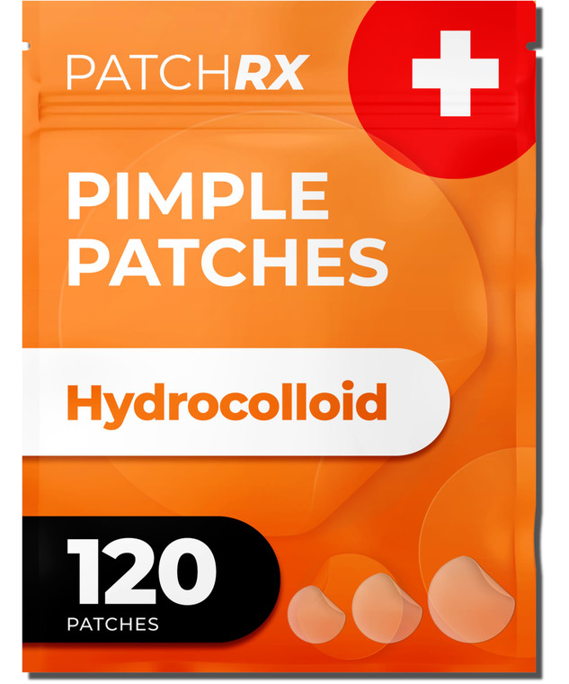 PatchRx Acne Patches (120 Count) with Tea Tree Oil, Hydrocolloid Pimple Patches for Face - Zit Patch Acne Dots - Pimple Patch with 3 Size Acne Sticke