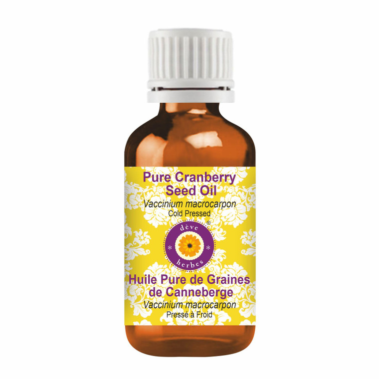 dève herbes Cranberry Seed Oil (Vaccinium macrocarpon) | Cold Pressed | Pure | Natural | For Diluting Essential oils | For Skin & Massage | Non-Stick