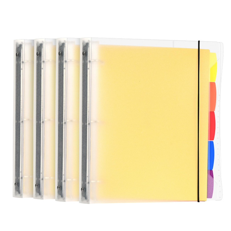 3-Ring Binders 1-inch with Pockets, Clear Flexible 1'' Binder with 5-Tab Dividers, Fits for 8.5 x 11'' Letter Size