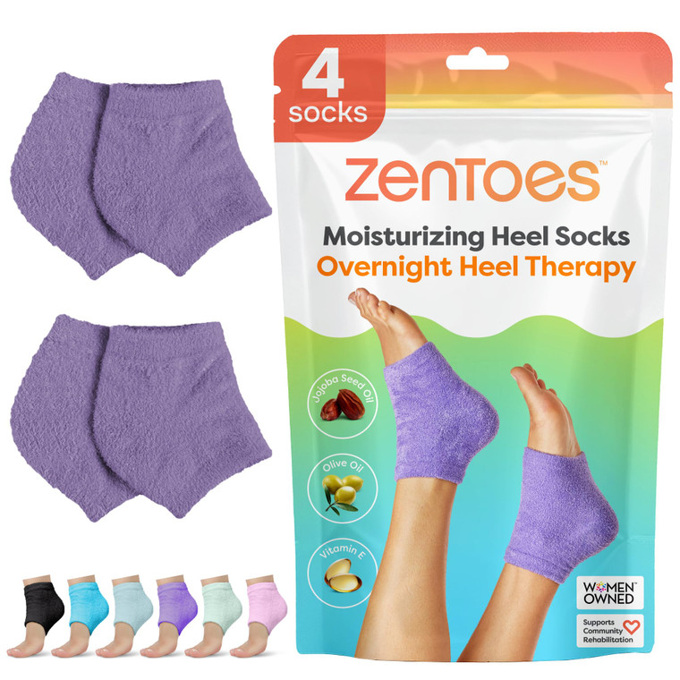 ZenToes Moisturizing Socks for Cracked Heel Treatment, Vitamin E, Olive Oil and Jojoba Oil Infused Heel Socks, Galentines Day Gifts, Self Care Gifts
