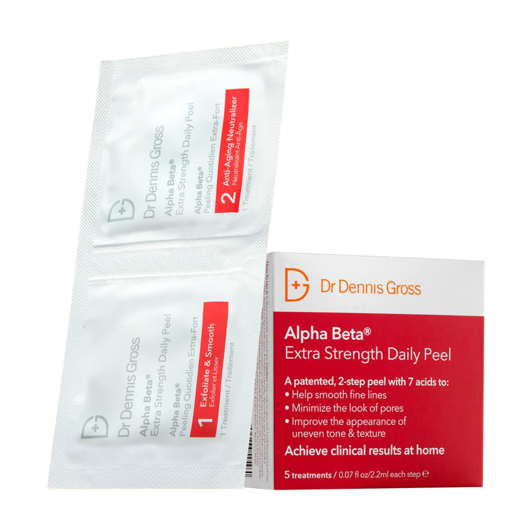 Dr. Dennis Gross Alpha Beta Extra Strength Daily Peel  2-Step Exfoliating Pads for Enhanced Anti-Aging, Smoother Skin, and Radiant Complexion, 5 Tre