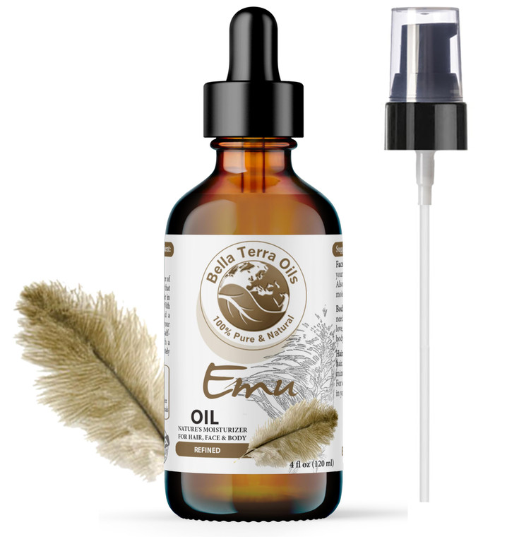 Bella Terra Oils - Emu Oil 4oz - The Ultimate Australian Emu Elixir, Packed with Essential Fatty Acids and Vitamins, Timeless Beauty's Secret Ingredi