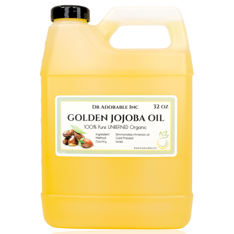Dr Adorable - 32 oz - Jojoba Oil Golden - 100% Pure Natural Unrefined Organic Cold Pressed