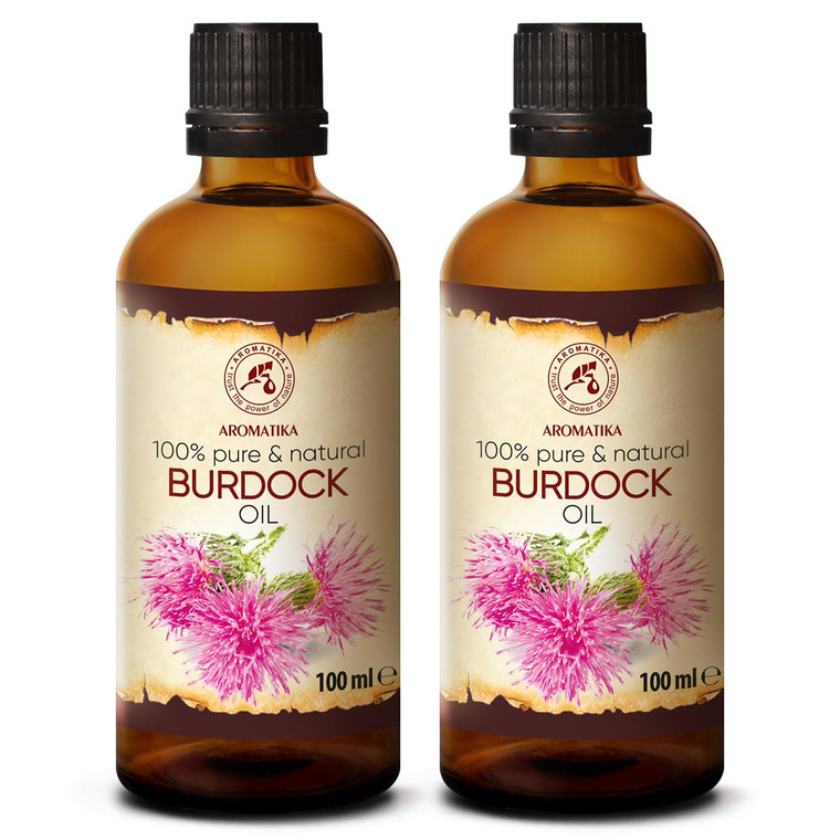 AROMATIKA Burdock Root Oil set 2 x 3.4 Fl Oz - 6.8 Fl Oz - 100% Pure & Natural - Arctium Lappa for Hair & Scalp - Carrier Oil for Nails - Skin - Lips
