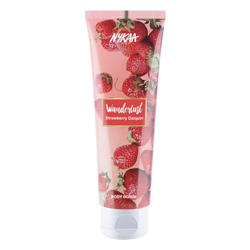 Nykaa Naturals Wanderlust Body Scrub - Nourishes Dull Skin - Buff Dead Skin for Smooth Results - Aloe Vera Infused - Strawberry Daiquiri - 4.93 oz