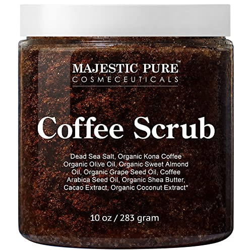 MAJESTIC PURE Arabica Coffee Scrub - All Natural Exfoliating Body Scrub for Skin Care, Stretch Marks, Acne & Cellulite, Reduce the Look of Spider Vei