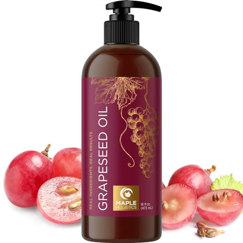 Pure Cold Pressed Grapeseed Oil - Hydrating Grapeseed Oil for Hair Skin and Nails Plus Carrier Oil for Essential Oils Mixing - Pure Grapeseed Oil for