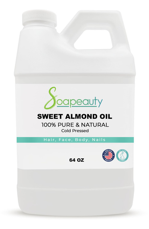 Soapeauty Sweet Almond Oil Cold Pressed Refined | 100% Pure Sweet Almond Oil Available in Bulk | Carrier for Essential Oils, Almond Oil for Skin, Fac