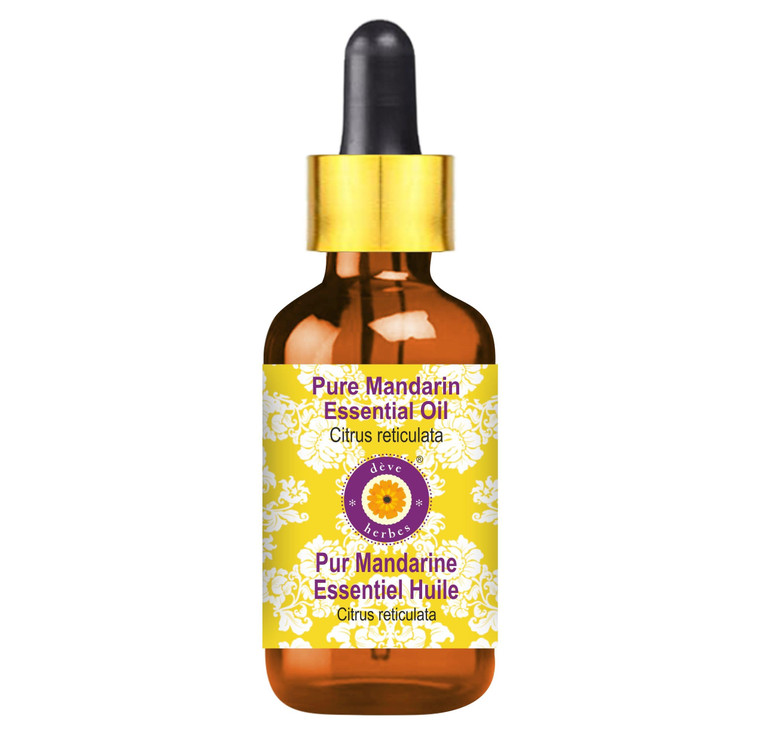 Deve Herbes Pure Mandarin Essential Oil with Glass Dropper 15ml (0.50 oz)