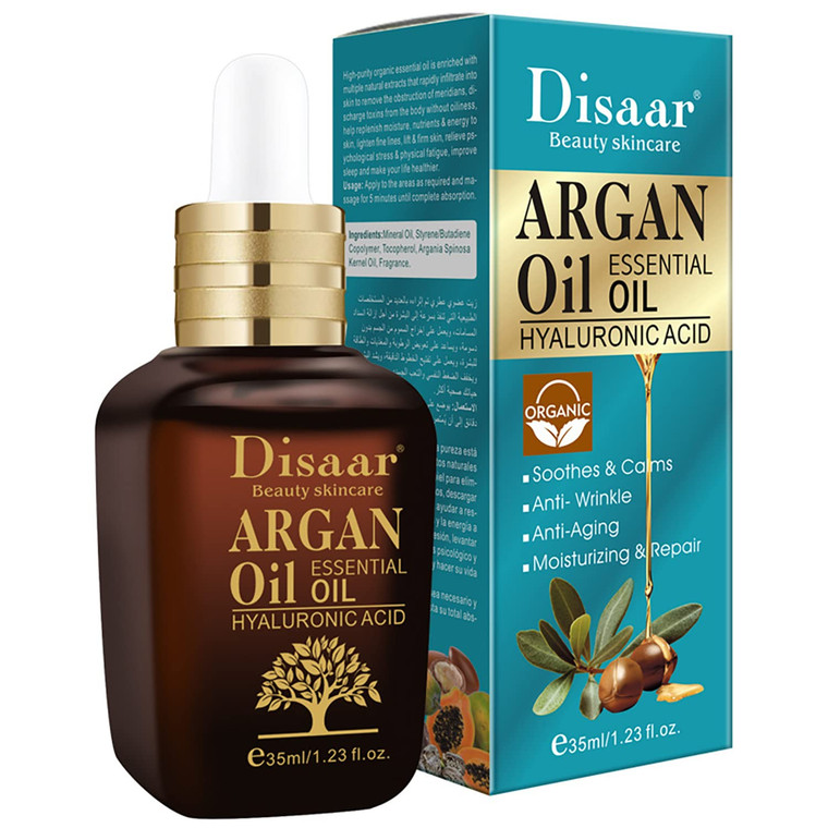 DISAAR Beauty Argan Oil Essential Oil Hyaluronic Acid Soothes Calms Anti-Wrinkle Anti-Aging Moisturizing Repair Skin Care 35ml/1.23fl.oz