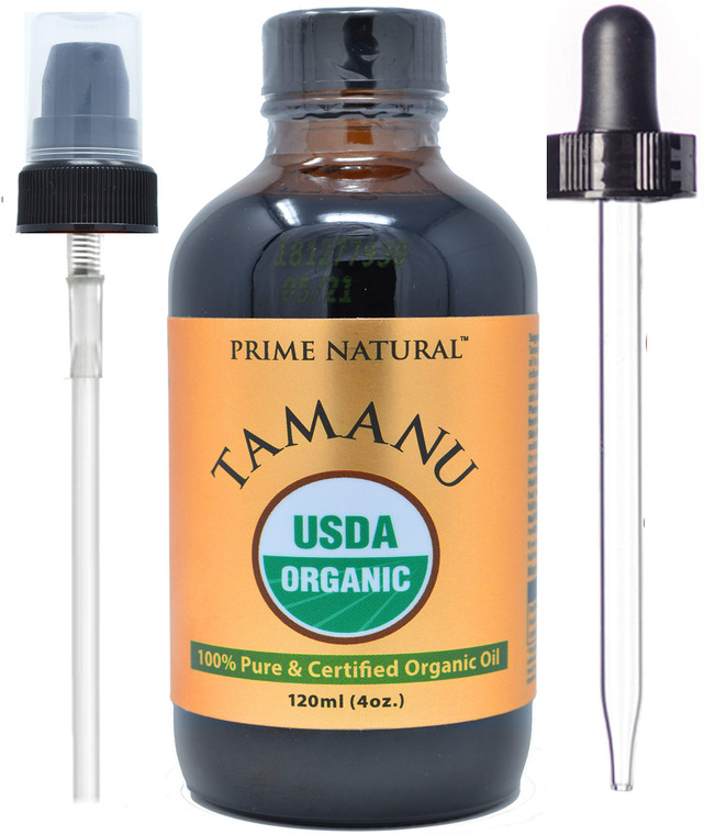PRIME NATURAL Organic Tamanu Oil - USDA Certified, 100% Pure, Cold Pressed, Unrefined, Virgin (4oz / 120ml) For Face, Hair & Skin Care - Natural Mois