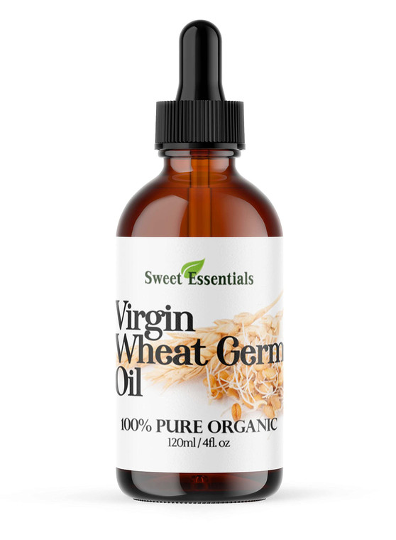 100% Organic Unrefined Wheat Germ Oil | Imported From Italy | 4oz Glass Bottle | 100% Pure - Virgin | Cold-Pressed | Natural Moisturizer for Skin, Ha