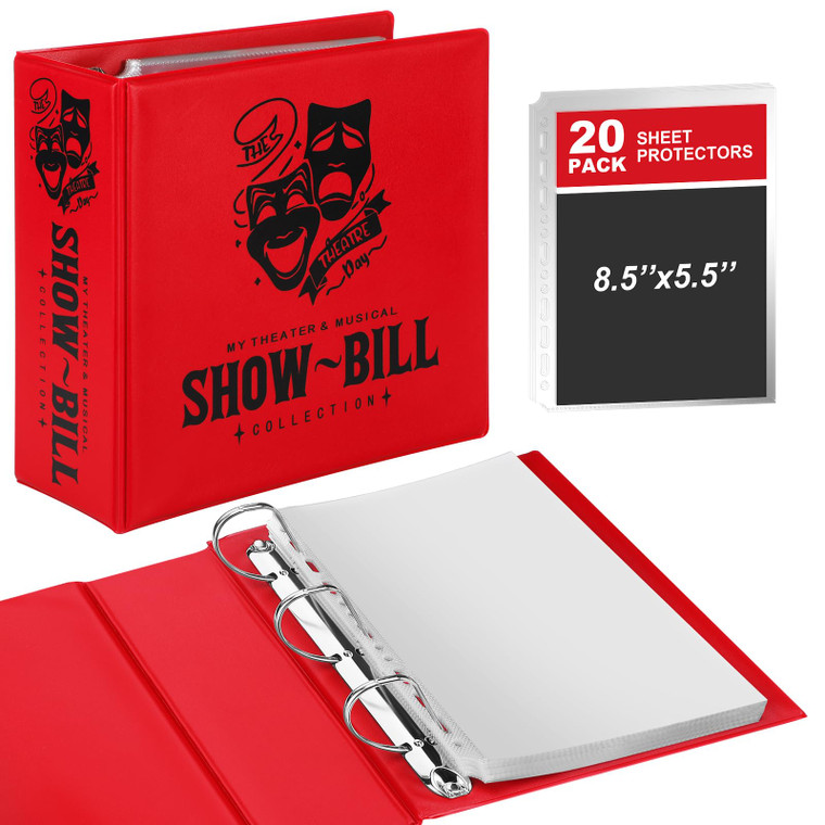 ReliThick Broadway Playbill Binder Show-Bill D-Ring Binder for Broadway and Theatre Show Bills, Comes with 20 Sheet Protectors 5.5 x 8.5 Theater Gift