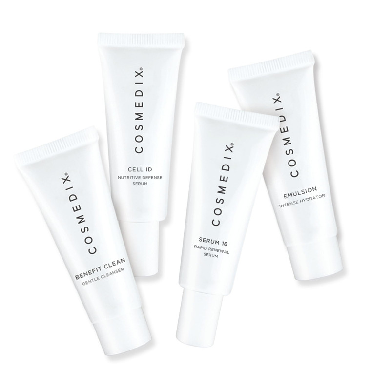 COSMEDIX Age-Defying Starter Kit Facial Skin Care Set - Includes Face Cleanser, Nutritive & Renewal Face Serum & Emulsion Intense Hydrator - Gentle S