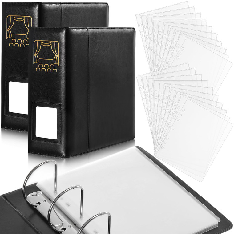 Eersida 2 Pcs Binder Bundle for Holding Broadway Play Program and Theater Programs with 50 Custom Sheet Protectors and 4 Dividers, PU Leather Binder