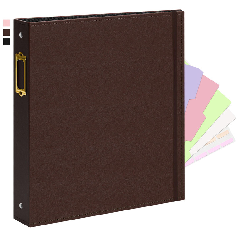 Vienrose 3 Ring Binder 1 Inch Rings Durable Faux Leather Binder Easily Holds 175 Sheets, Professional Portfolio Organizer, Dividers with Tabs for Off