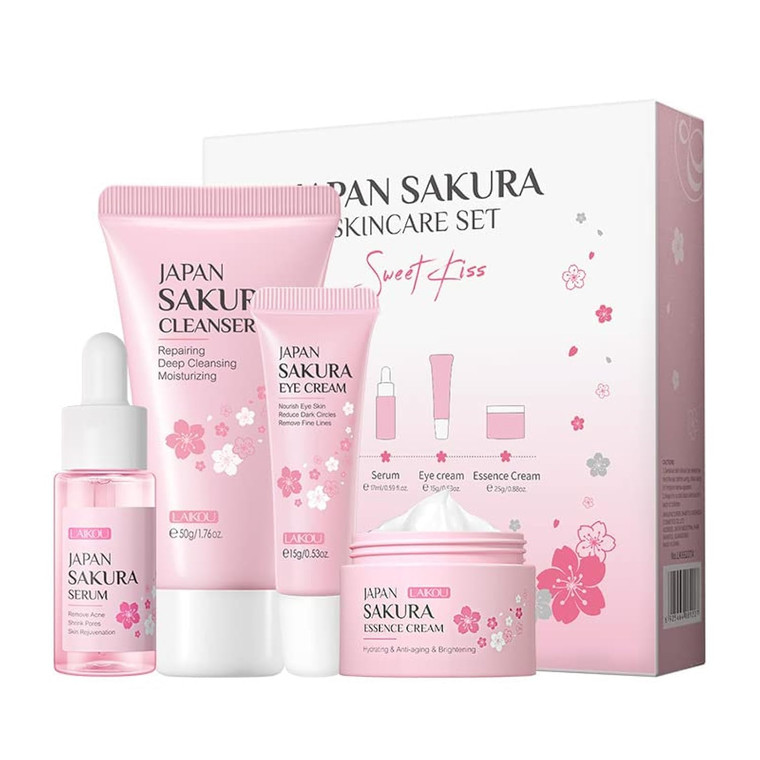 1 Pack Skin Care Set, Containing Deep Cleansing Facial Cleanser+ Hydrating Facial Cream + Skin Refining Facial Serum+Firming Eye Cream, Smoothing Fin