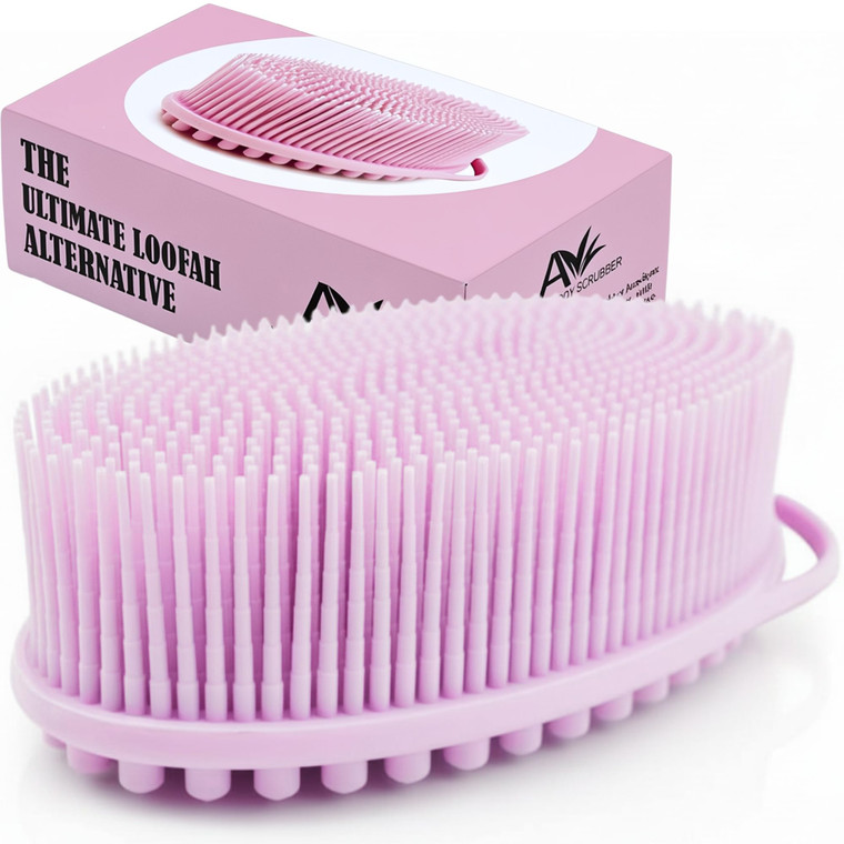 Avilana Premium Silicone Body Scrubber - 8 Years Trusted Since 2017 - SGS Certified Food Grade Dual Sided Bath Brush, Quick-Dry Exfoliating Loofah Al