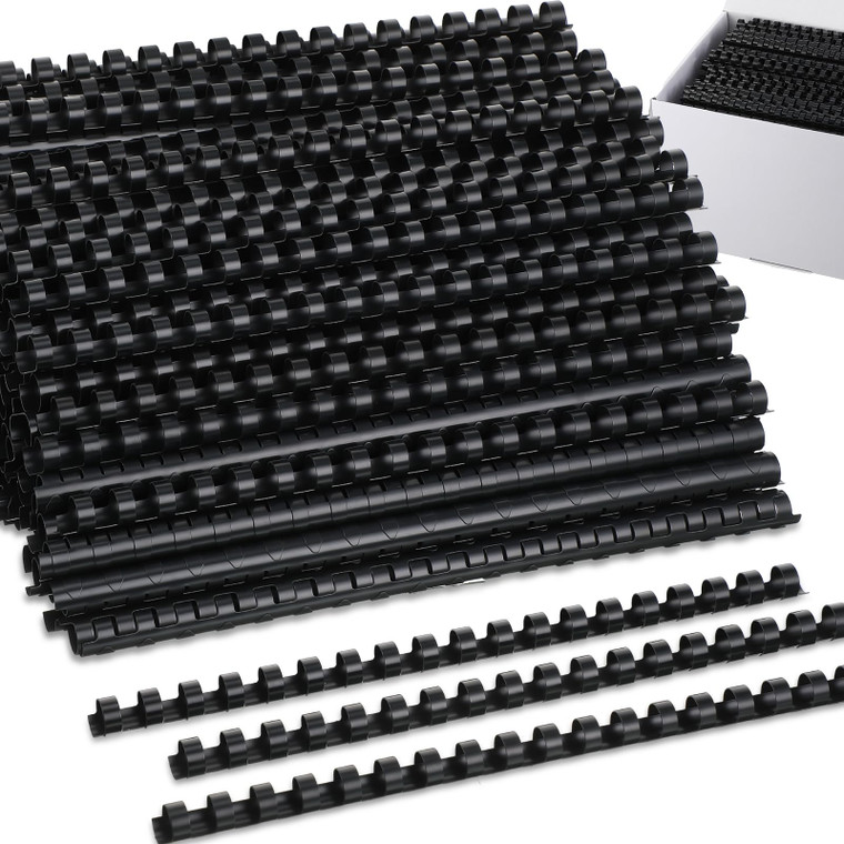 Maitys 500 Pcs 19 Ring Spiral Binding Coils Plastic Binding Combs Bulk Letter Size Black Binding Spines for Notebook Calendar Picture(1/2 Inch)