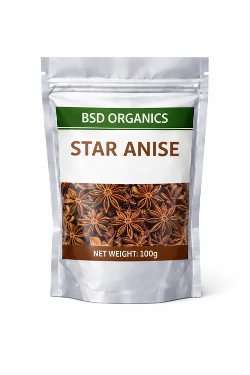 BSD Organics Spicy Natural Annachipoo/Star Anise/chakr phool for hot Beverages, stews, Savory Dishes, Boost of Flavor and More - 100 Grams / 3.5 Ounc