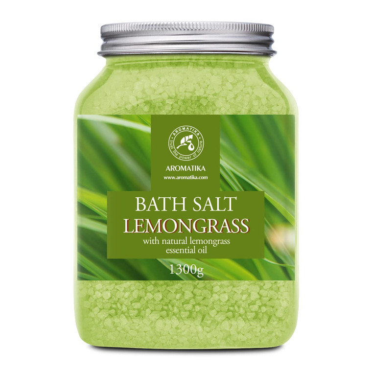 Bath Salts w/Natural Essential Lemongrass Oil 46 Oz (1300g) - Sea Salt Bath for Good Sleep - Bathing - Body Care - Wellness - Beauty - Relaxation - A