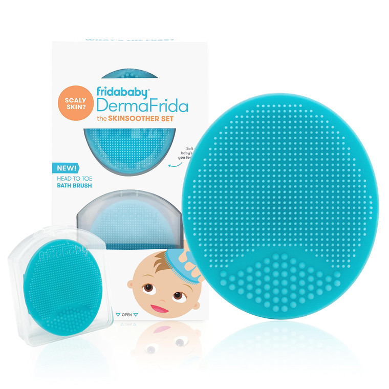 Frida Baby DermaFrida The SkinSoother Baby Bath Brush, Cradle Cap Brush for Babies, Baby Essential for Dry Skin, Cradle Cap Treatment and Eczema, 2 P