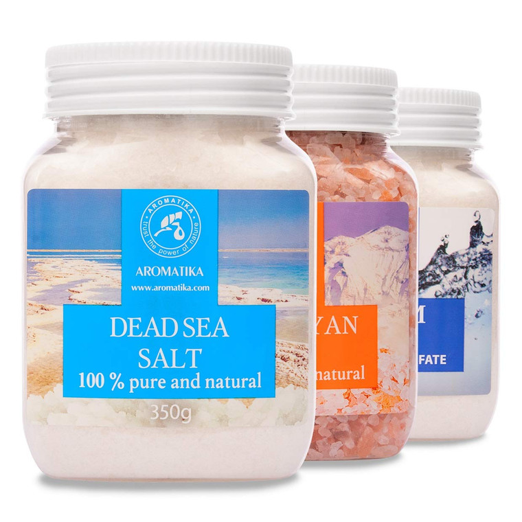 Bath Salts Set 42 Oz - Epsom Salt - Himalayan Pink Salt - Dead Sea Salt - 100% Pure & Natural - Best for Good Sleep - Beauty - Bathing - Body Care -