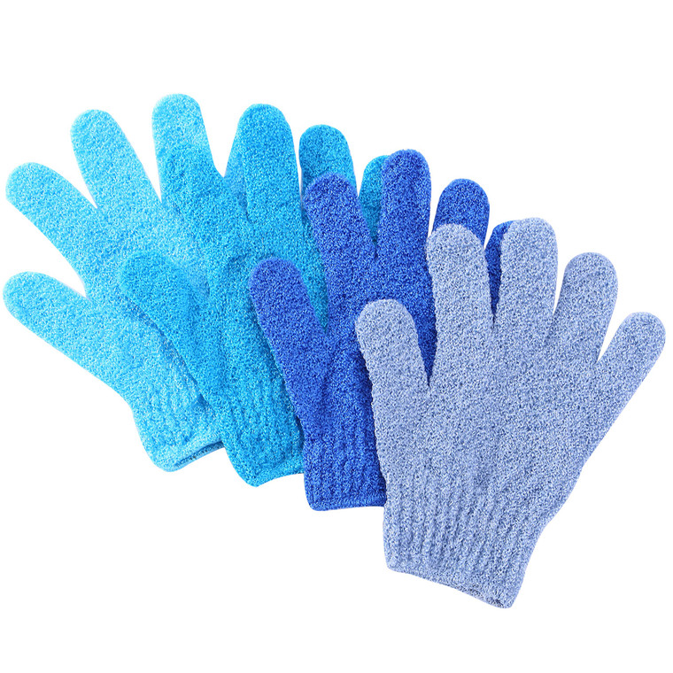 Slick- Exfoliating Gloves, 4 Pcs, Skin Exfoliator for Body, Bath / Scrub Gloves, Shower Accessories for Women, Exfoliation Mitt