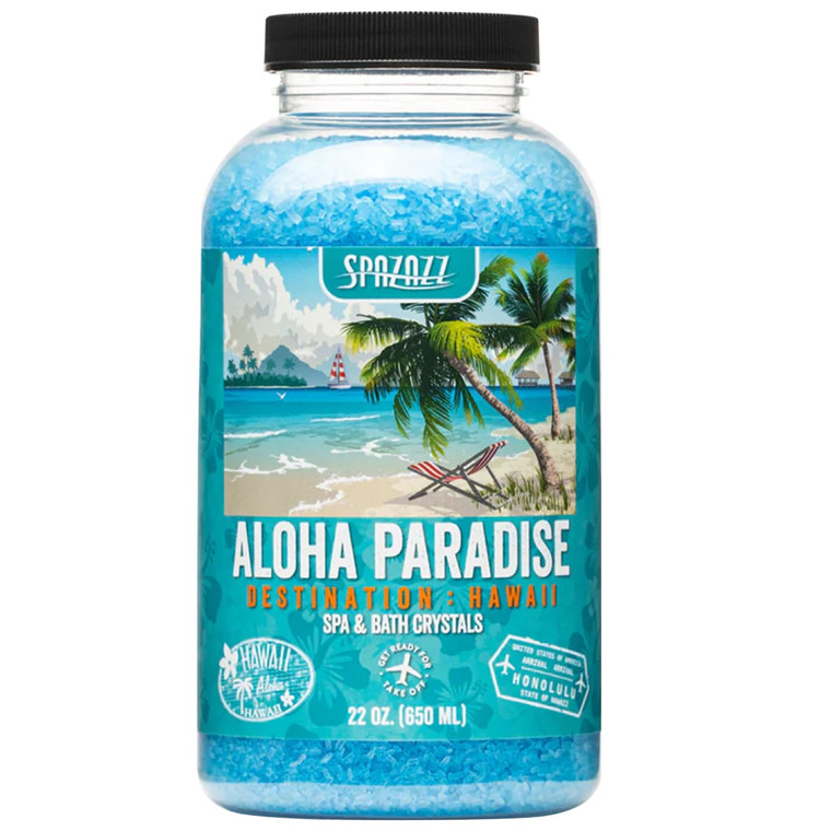 Spazazz Destinations - Hawaii - Aloha Paradise - Natural Spa & Bath Salt Aromatherapy Crystals 22oz -Skin Softener - Safe For Your Hot Tub & Kids
