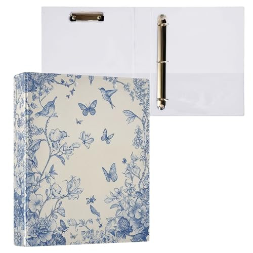 Dragonfly Round Ring Binders 1.5 Inch Flowers 3 Ring Clipboard Binder for Office School Work Supplies File Folder Document 200 Sheet Capacity Easy Op
