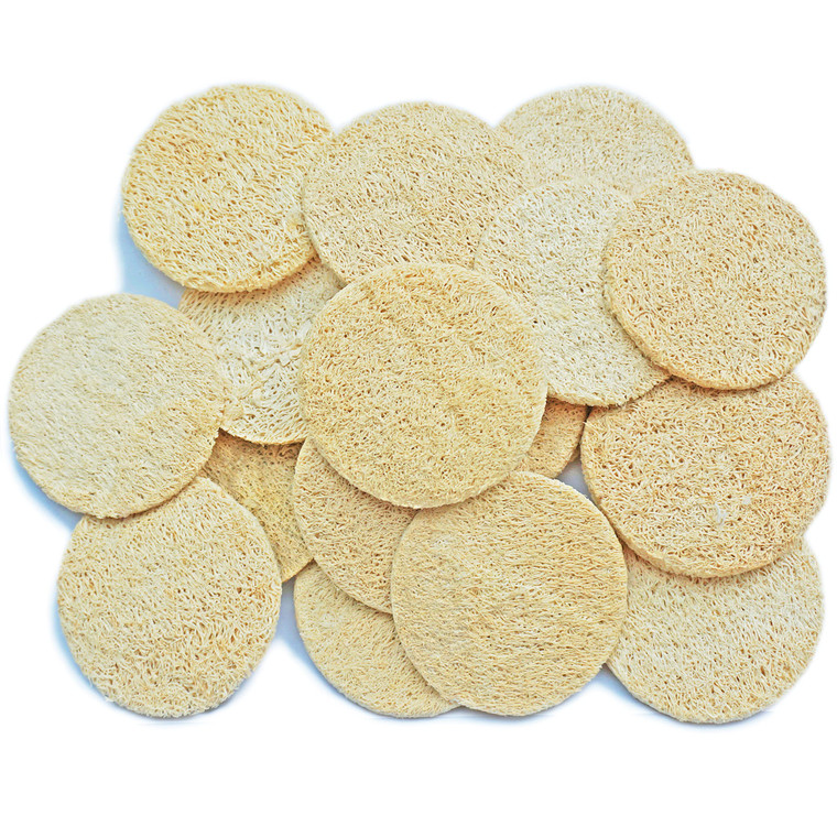 18 Pack Natural Loofah Sponge Exfoliating Face Pads - Facial Body Scrubbers Pad - When Bath Shower and Spa - Loofa Sponges Scrub - Bulk Loofahs Scrub