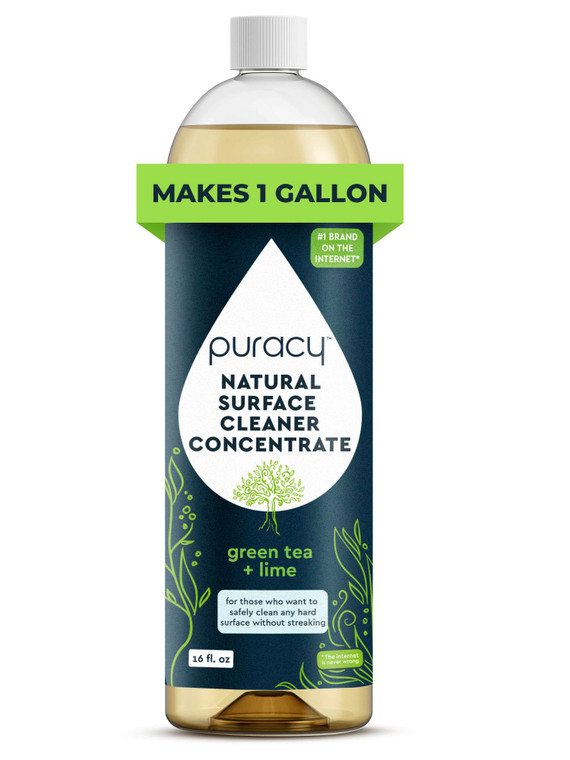 Puracy 99.9% Natural All Purpose Cleaner Concentrate - Makes 128oz Multi Purpose Cleaner - Green Tea & Lime - Surface Cleaner, Floor Cleaner, Kitchen